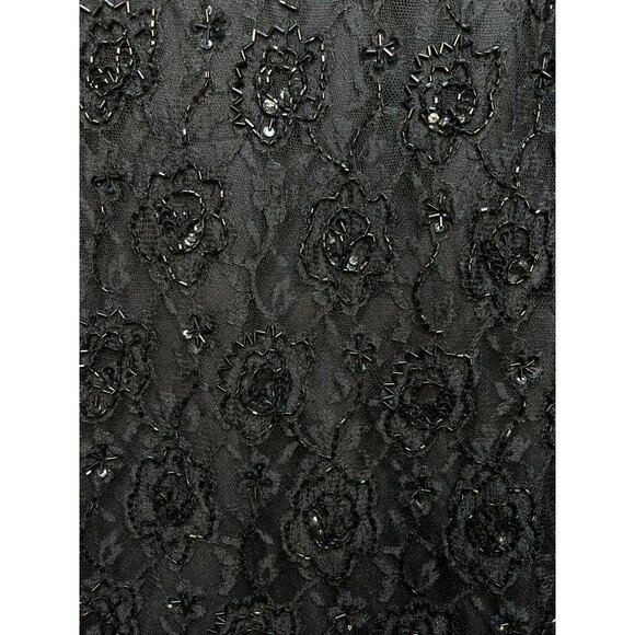 Candlelight & Champagne Women's Beaded Cocktail Evening Top Black Short Sleeve - Picture 7 of 12